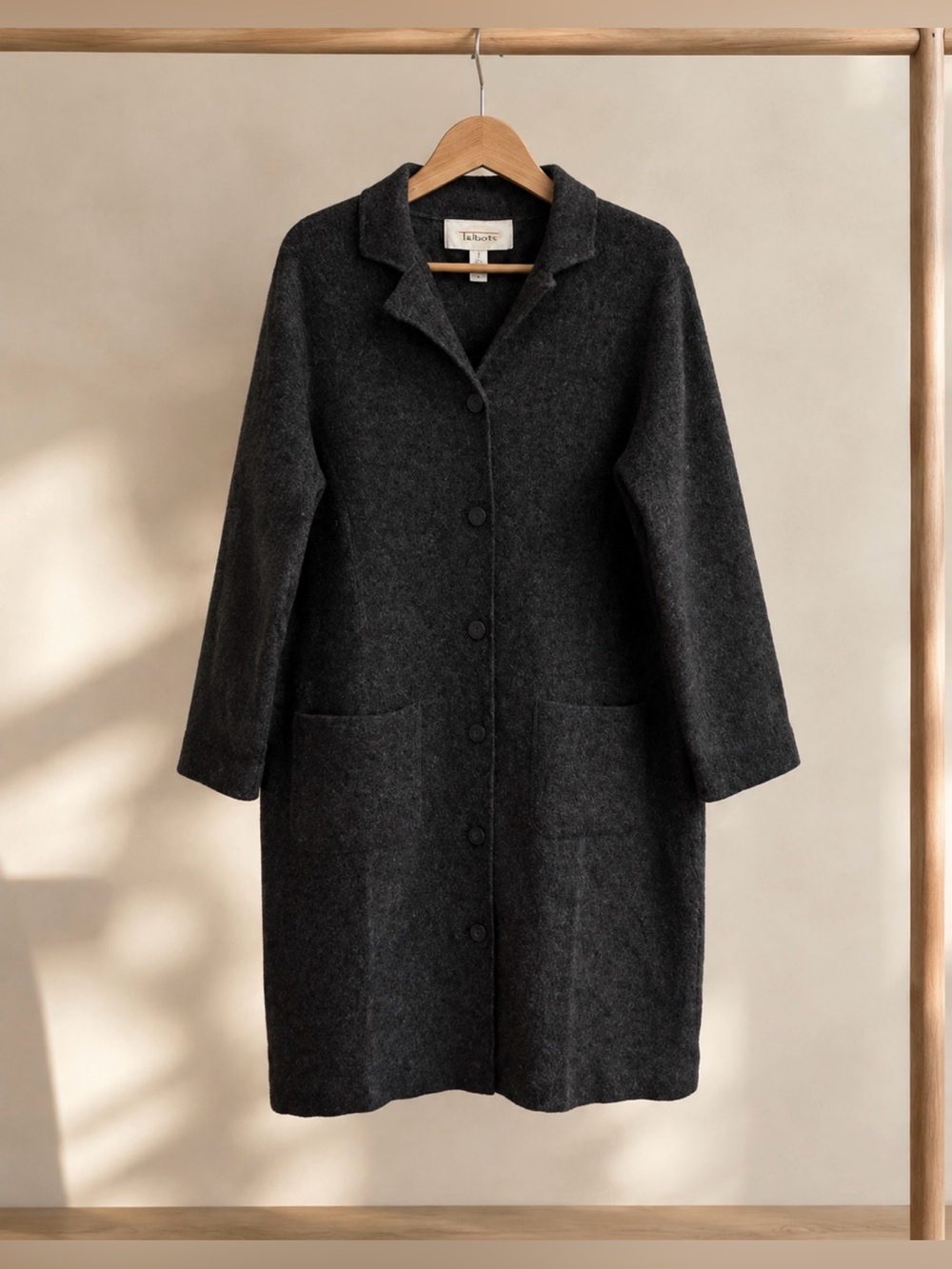 Talbots’s size S long cardigan sweater dark gray 100% wool